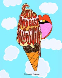 an ice cream cone with a lip on it