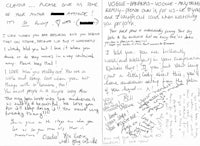 Card signed detailing feedback on what people think about Claudia’s clowning.